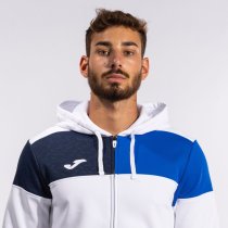 JOMA CREW V ZIP-UPKAPUCNIS PULÓVER FEHÉR KÉK SÖTÉTKÉK